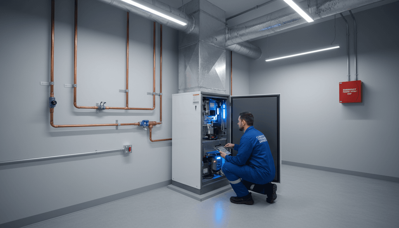 Professional HVAC technician servicing a modern furnace
